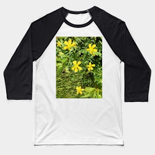 Tiny Yellow Five Petaled Wildflowers Baseball T-Shirt